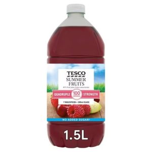Tesco Quadruple Strength Summer Fruits Squash 1.5L (No added sugar)