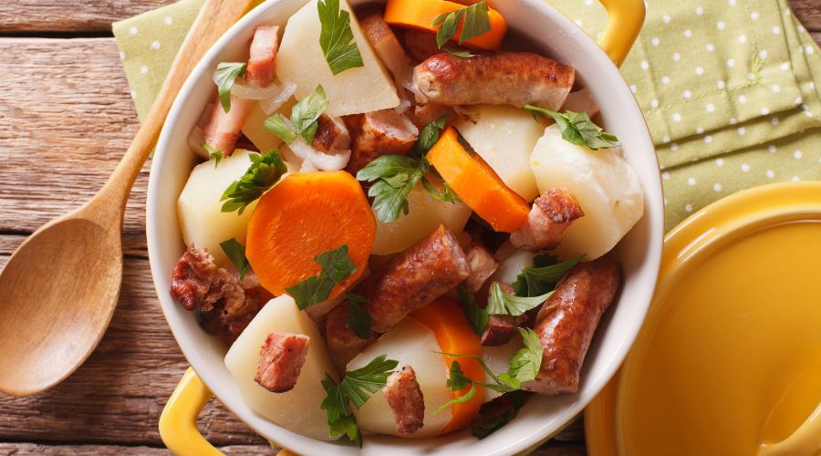 Irish Coddle Dish with Irish Pork Sausages and Veg